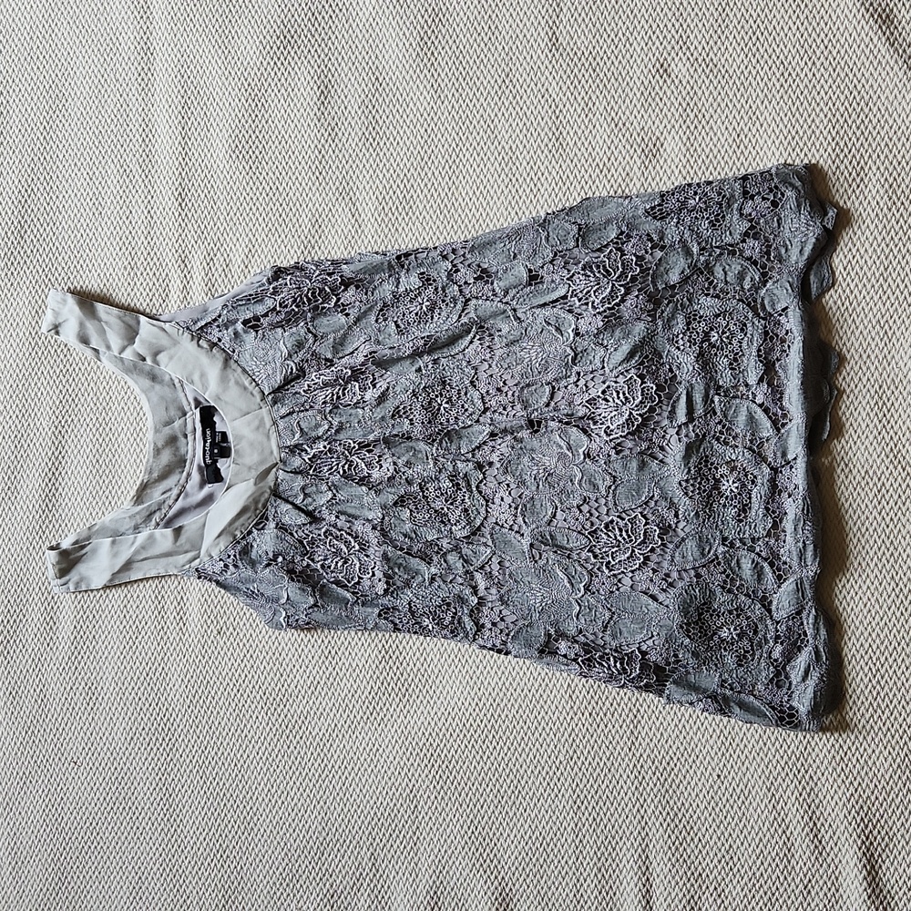 Quotation gray crochet lace dress 6